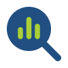 magnifying glass with bar graph